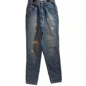 Vintage Chaz Originals Mom Jeans Embroidered with Stars, Sun, Moon. HTF Size 3